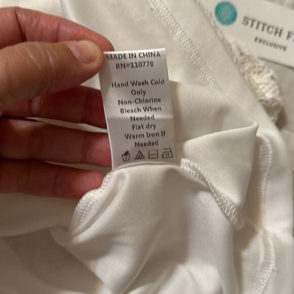 Stitch Fix S hazel White Daiana Lace Crochet Overlay Sleeves Peplum Blouse Cami - Picture 13 of 13